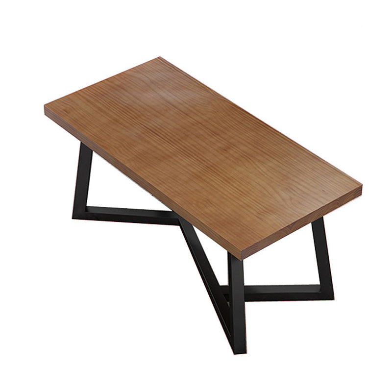 Industrial Brown Wood Top Table Indoor Rectangle Table with Metal Base