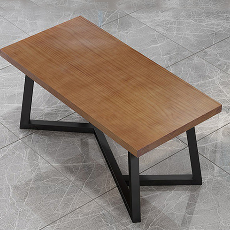 Industrial Brown Wood Top Table Indoor Rectangle Table with Metal Base