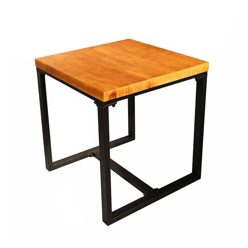 Industrial Indoor Dining Table Brown Wood Top Table with Metal Frame