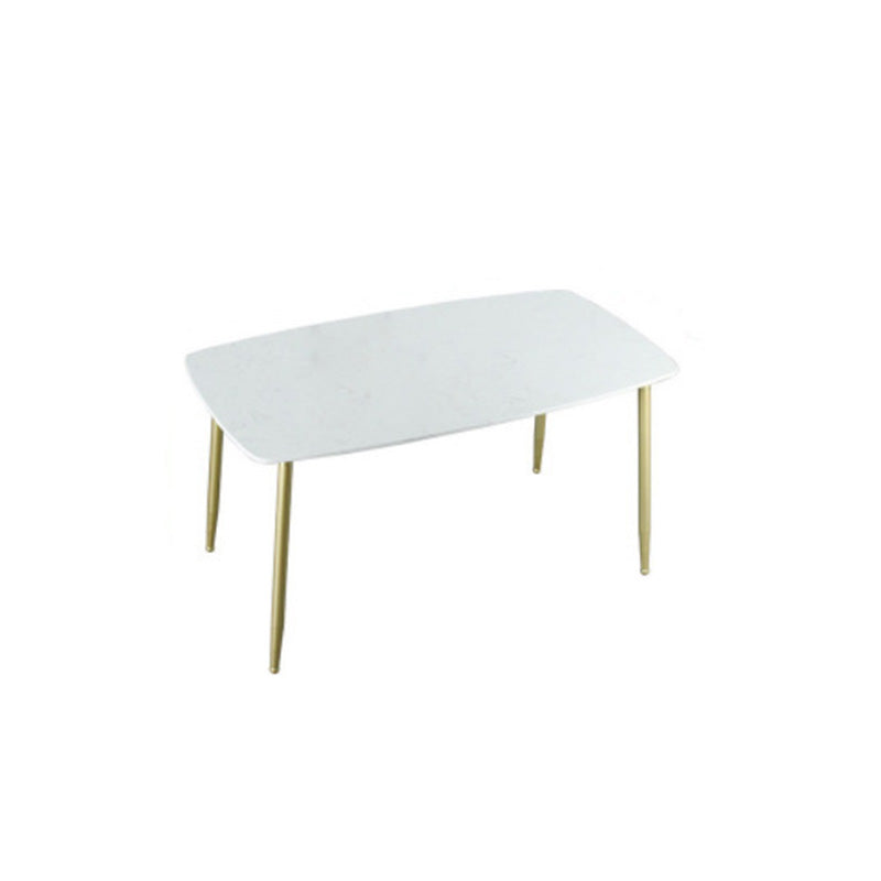 Rectangle Golden Base Dining Table Glam Faux Marble Table for Dining Room