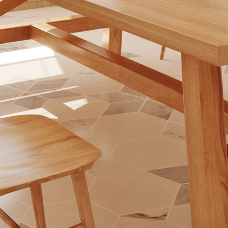Natural Finish Table with Wooden Base Modern Solid Wood Top Dining Table