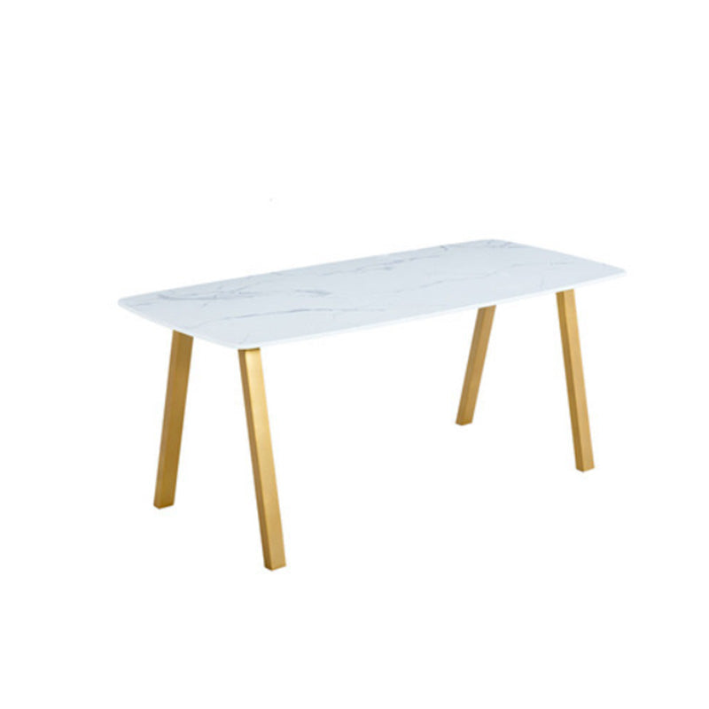 Rectangle Golden Base Dining Table Glam Faux Marble Table for Kitchen