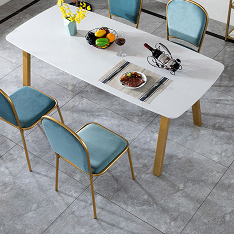 Rectangle Golden Base Dining Table Glam Faux Marble Table for Kitchen