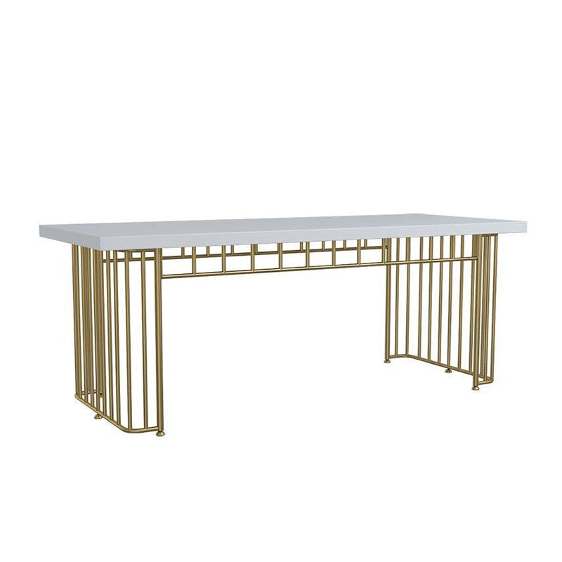 Rectangle Golden Base Dining Table Modern Wood Table for Dining Room