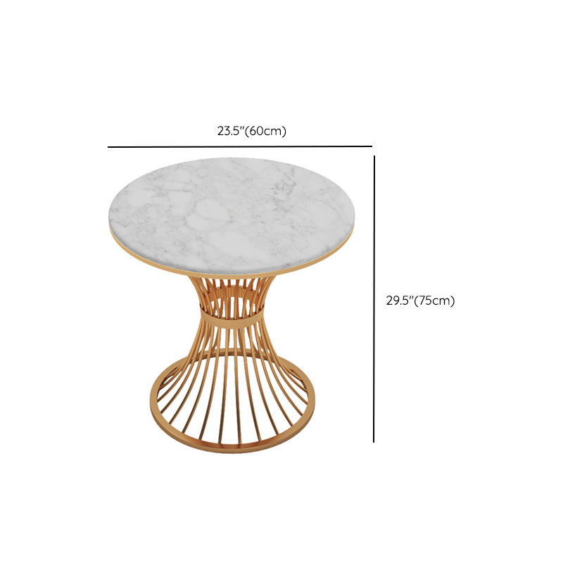 Round Golden Base Dining Table Glam Faux Marble Table for Home