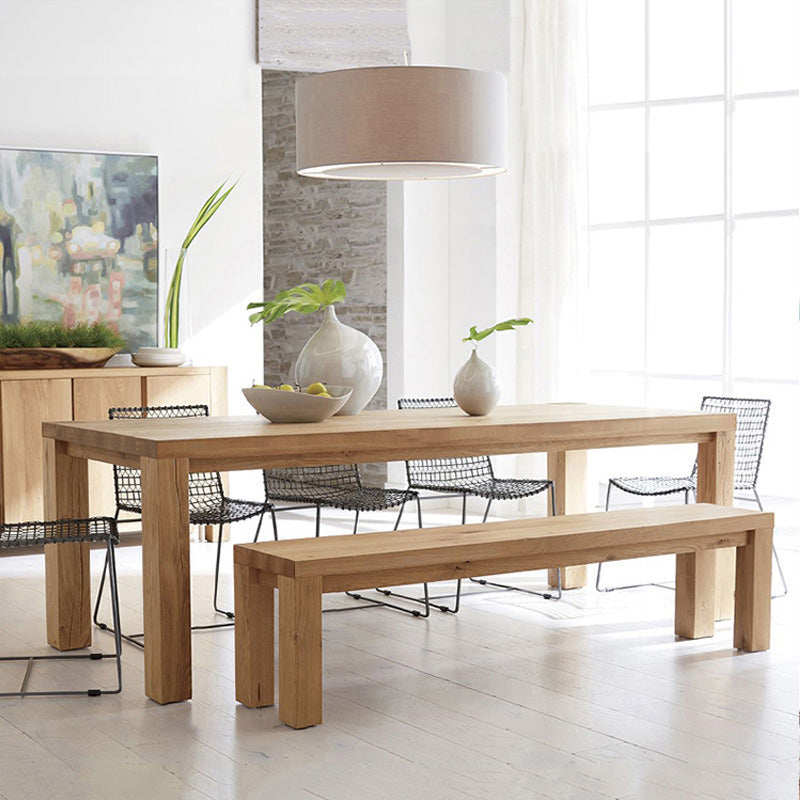 Rectangle 4 Legs Dining Table Modern Style Pine Wood Table for Kitchen