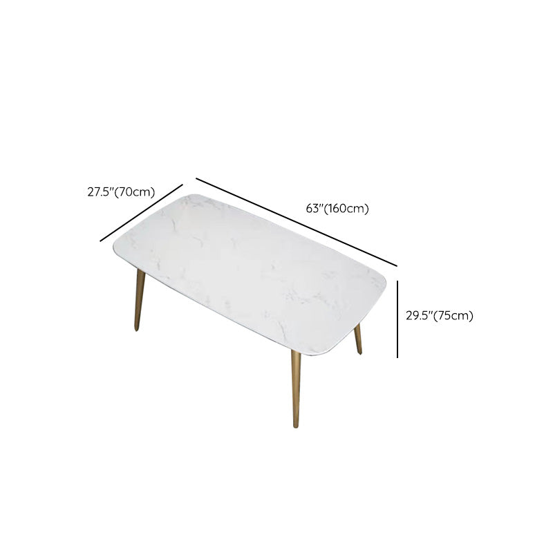 Traditional Luxury Rectangle Dining Table White Faux Marble Top Table for Home