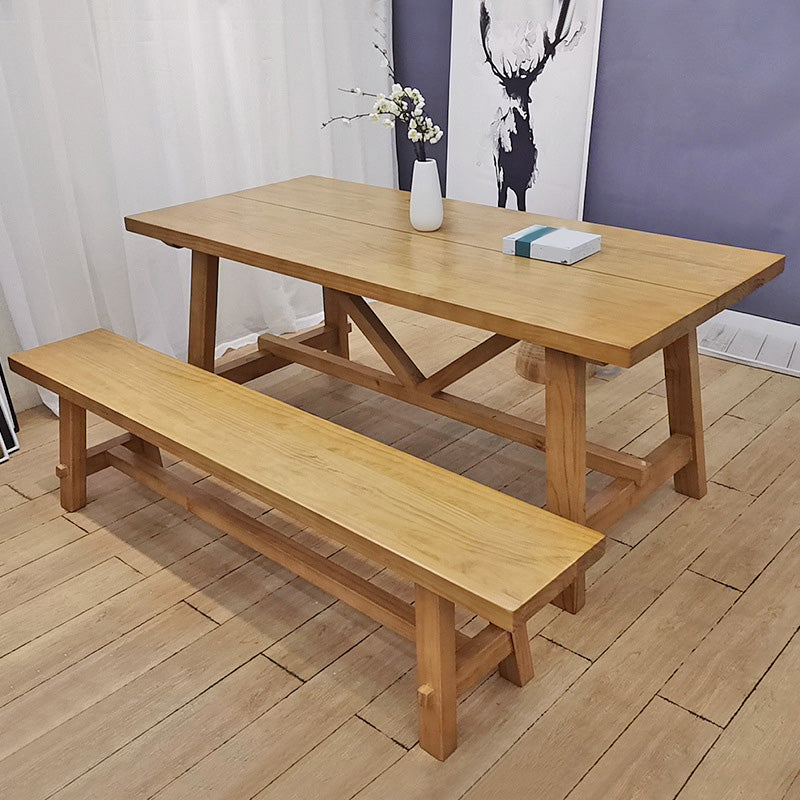 Rectangle Trestle Dining Table Modern Wood Table for Dining Room Kitchen