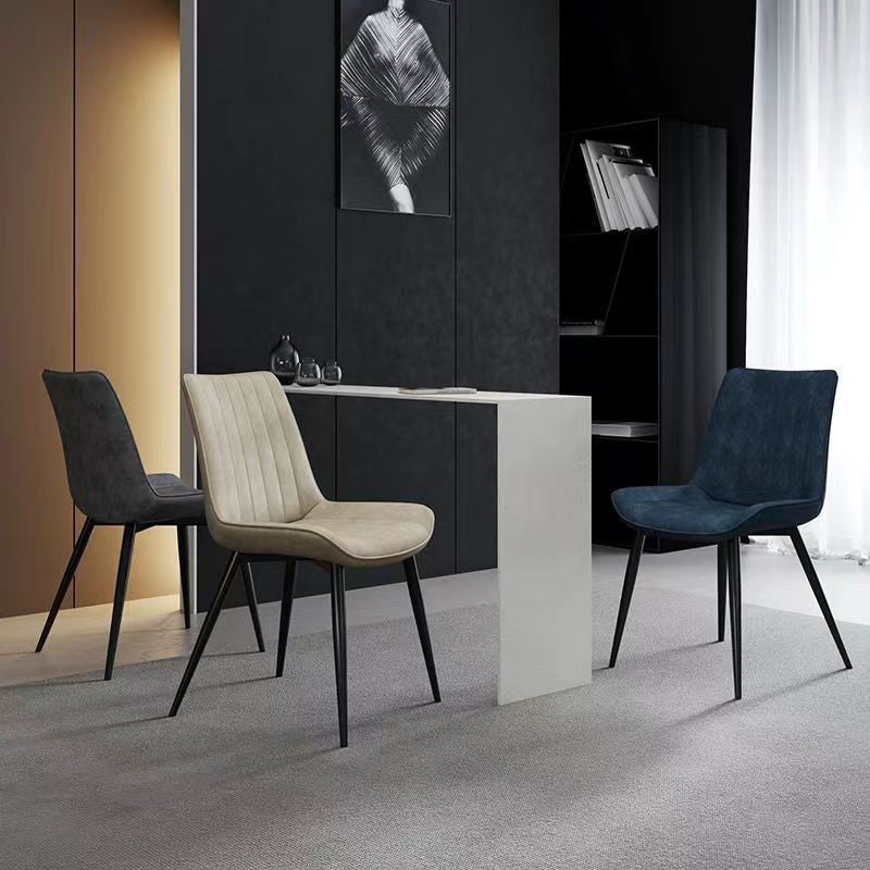 Industrial Style Faux Leather Chair Armless Side Chairs with Metal Legs for Kitchen