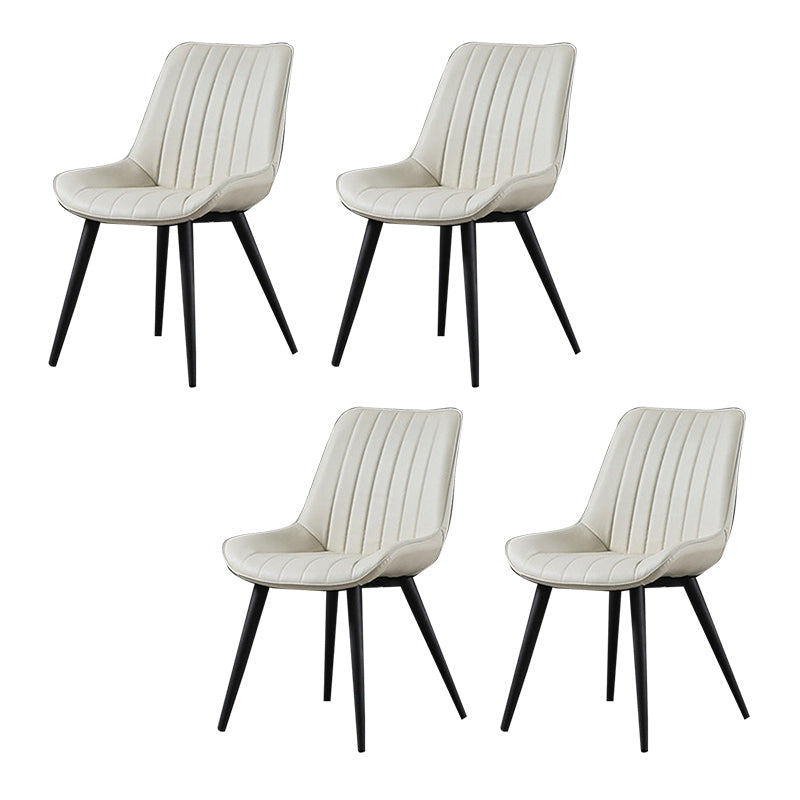 Industrial Style Faux Leather Chair Armless Side Chairs with Metal Legs for Kitchen