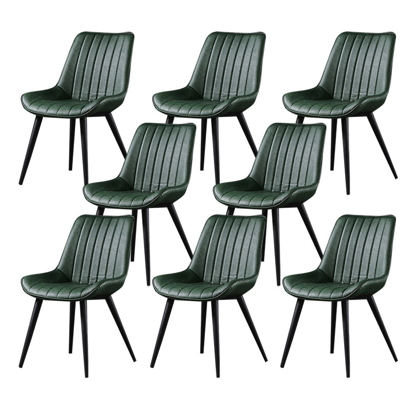 Industrial Style Faux Leather Chair Armless Side Chairs with Metal Legs for Kitchen