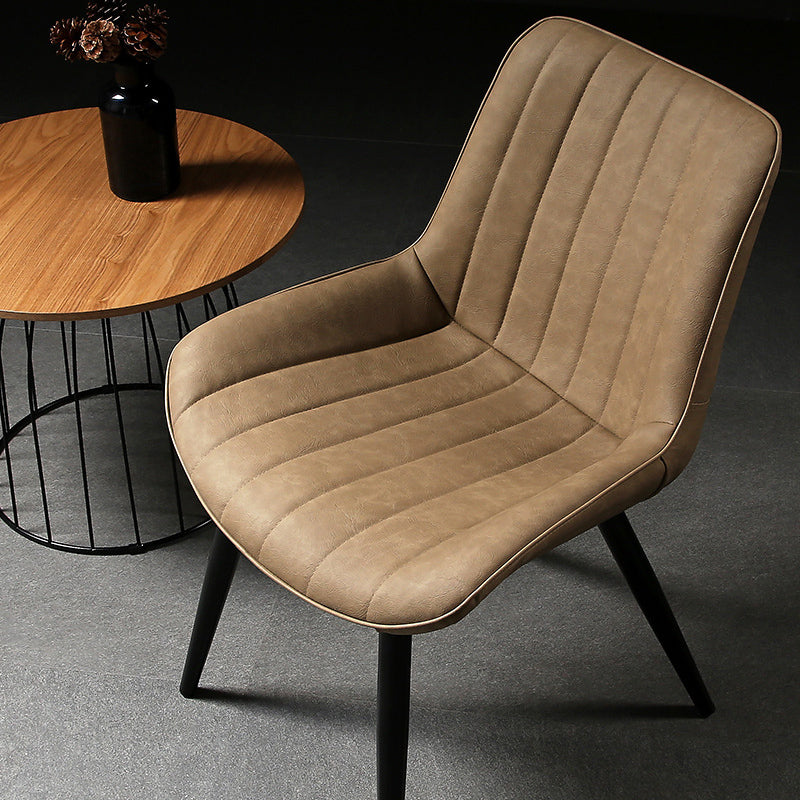 Industrial Style Faux Leather Chair Armless Side Chairs with Metal Legs for Kitchen