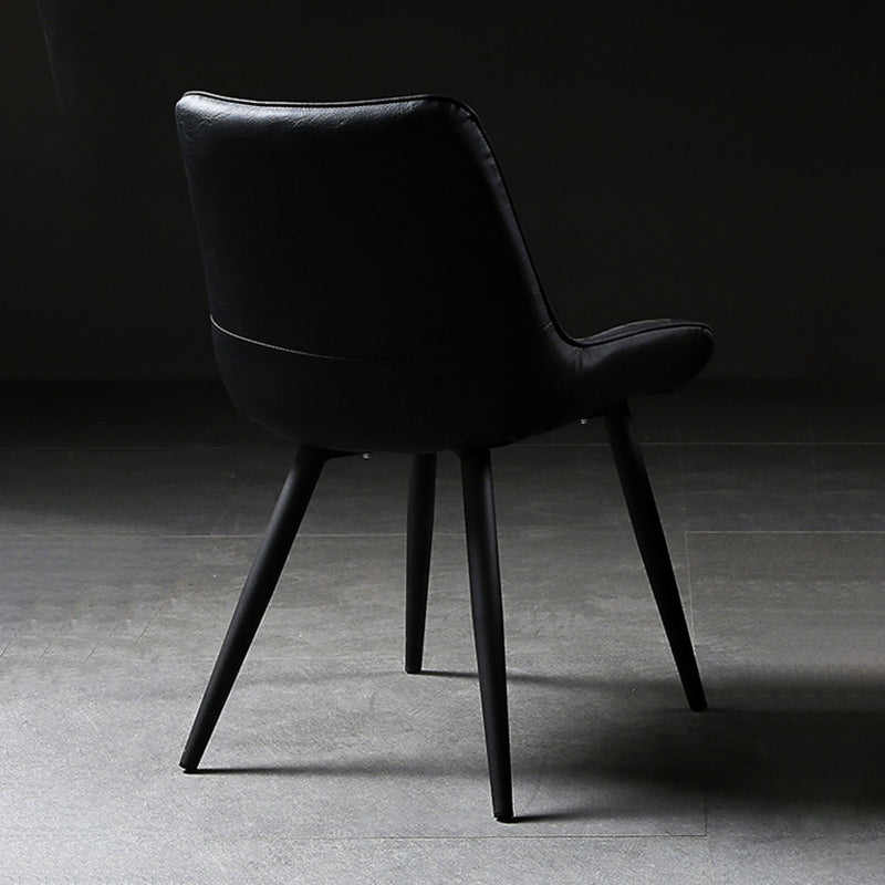 Industrial Style Faux Leather Chair Armless Side Chairs with Metal Legs for Kitchen