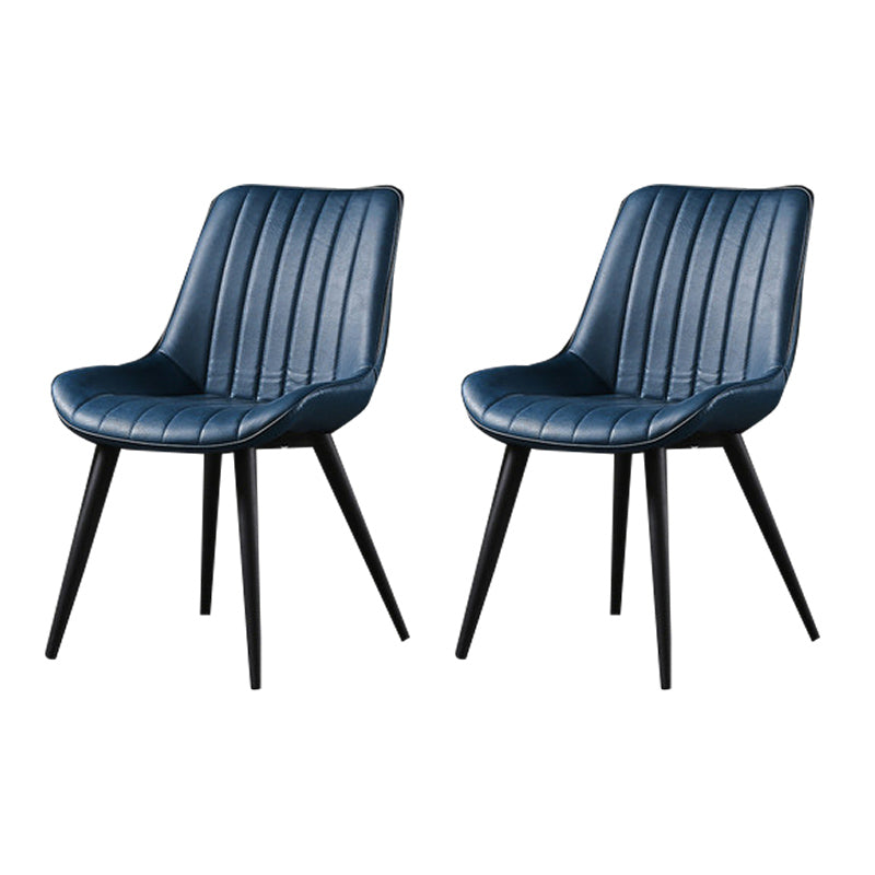 Industrial Style Faux Leather Chair Armless Side Chairs with Metal Legs for Kitchen