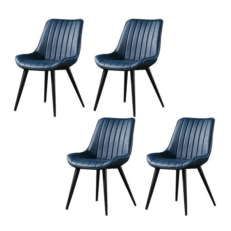 Industrial Style Faux Leather Chair Armless Side Chairs with Metal Legs for Kitchen