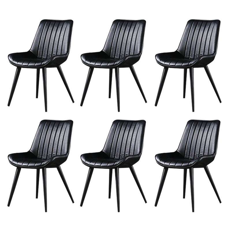 Industrial Style Faux Leather Chair Armless Side Chairs with Metal Legs for Kitchen