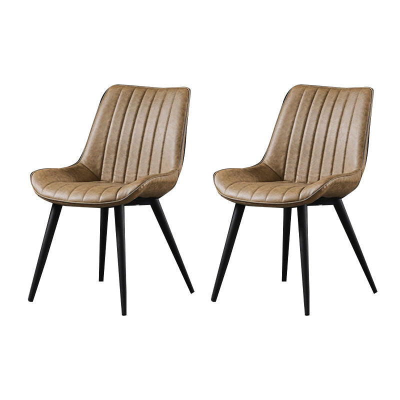 Industrial Style Faux Leather Chair Armless Side Chairs with Metal Legs for Kitchen