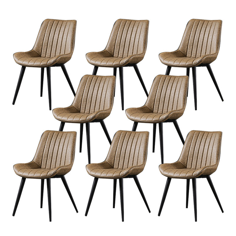 Industrial Style Faux Leather Chair Armless Side Chairs with Metal Legs for Kitchen