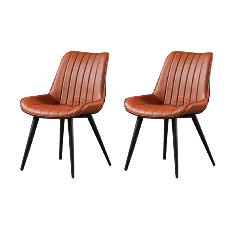 Industrial Style Faux Leather Chair Armless Side Chairs with Metal Legs for Kitchen