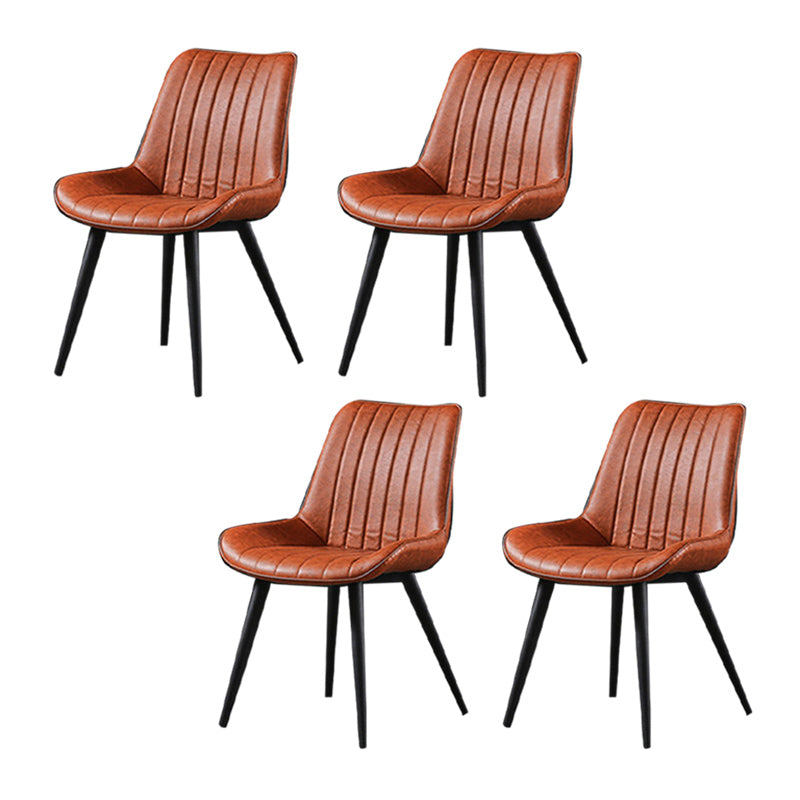 Industrial Style Faux Leather Chair Armless Side Chairs with Metal Legs for Kitchen