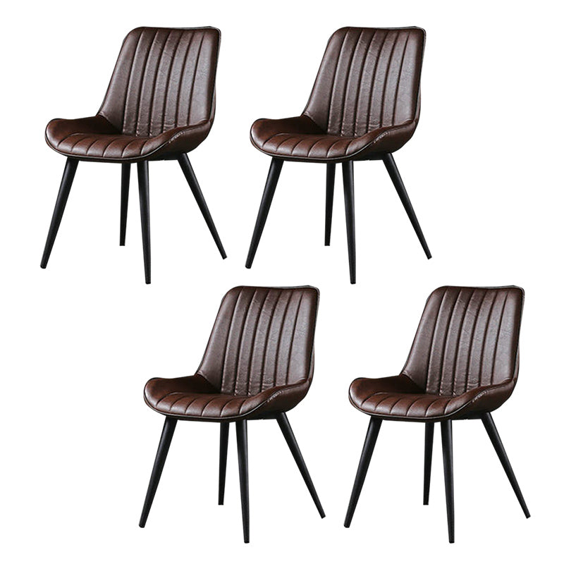 Industrial Style Faux Leather Chair Armless Side Chairs with Metal Legs for Kitchen