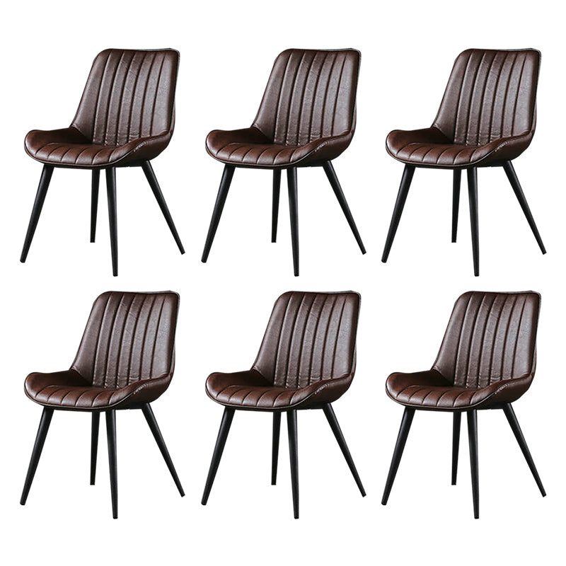 Industrial Style Faux Leather Chair Armless Side Chairs with Metal Legs for Kitchen