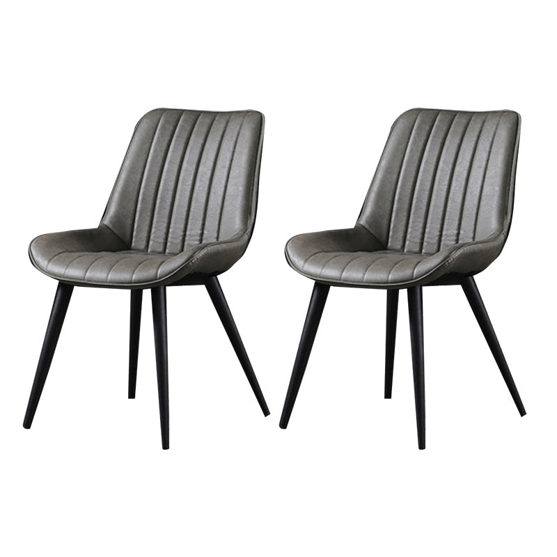 Industrial Style Faux Leather Chair Armless Side Chairs with Metal Legs for Kitchen