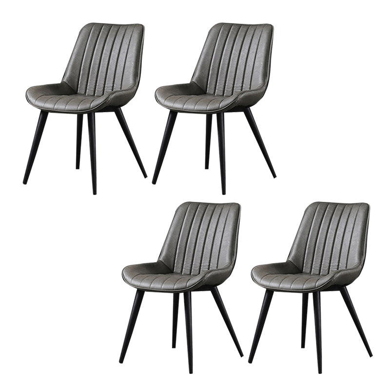 Industrial Style Faux Leather Chair Armless Side Chairs with Metal Legs for Kitchen