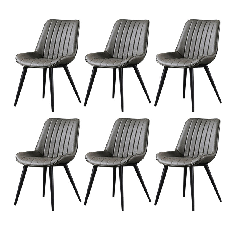Industrial Style Faux Leather Chair Armless Side Chairs with Metal Legs for Kitchen
