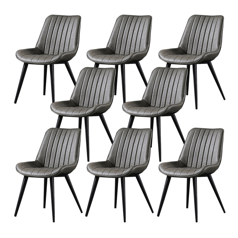Industrial Style Faux Leather Chair Armless Side Chairs with Metal Legs for Kitchen
