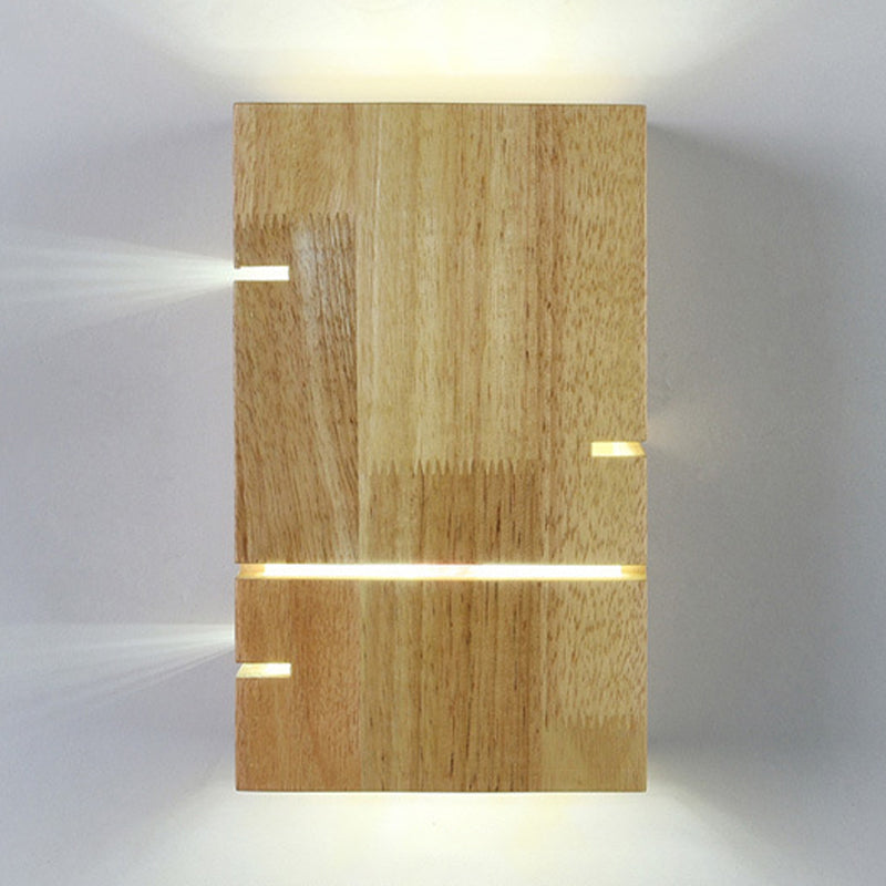 Modernism Beige Finish Single Wall Mounted Sconce LED Wall Light with Wood