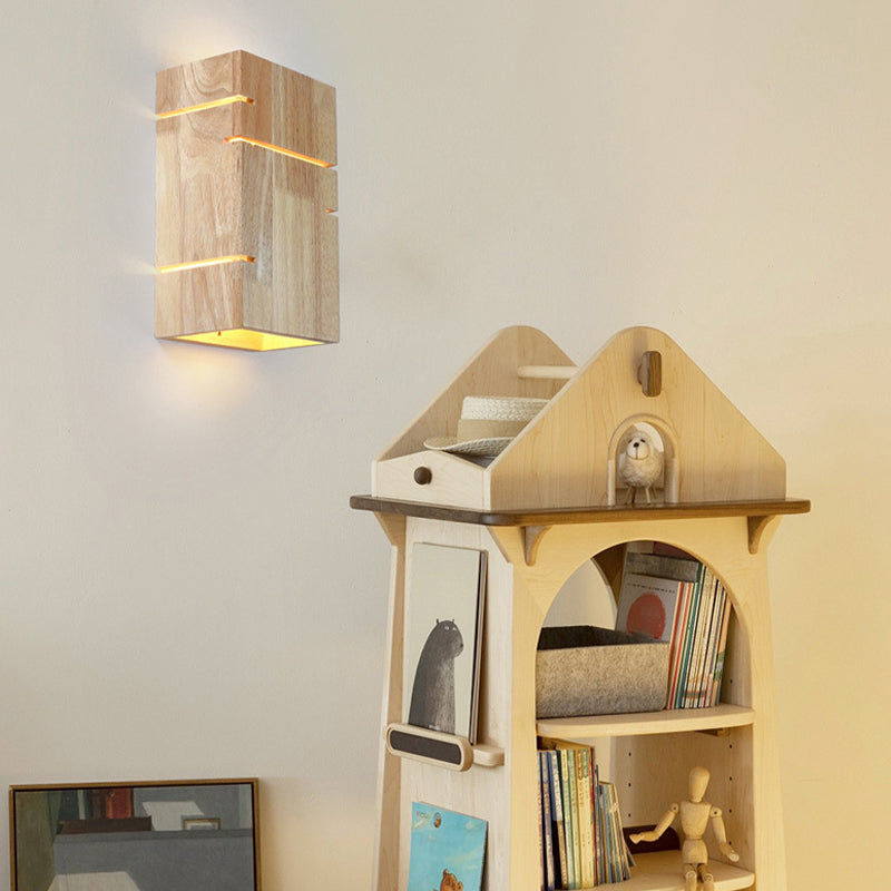 Modernism Beige Finish Single Wall Mounted Sconce LED Wall Light with Wood