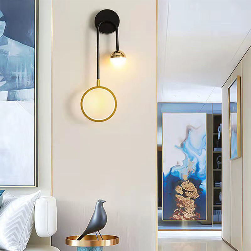 Modern Metal Wall Sconce Circle Shape Wall Light with Silicone Shade for Bedroom