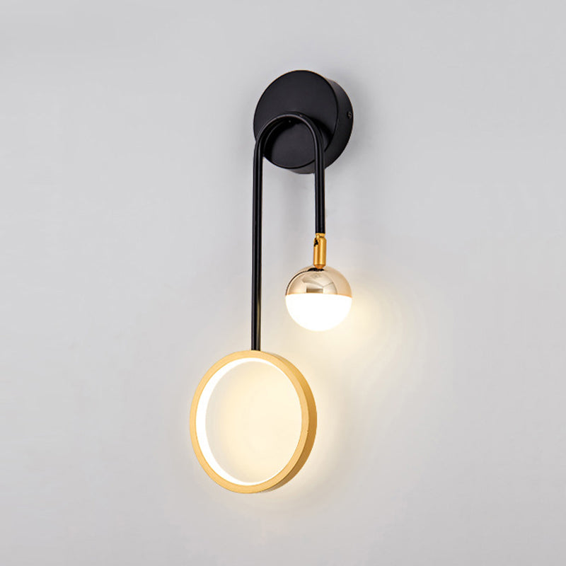 Modern Metal Wall Sconce Circle Shape Wall Light with Silicone Shade for Bedroom