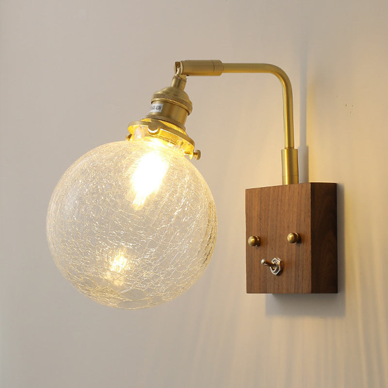 Ball Shape Glass Wall Light Modern Style 1-Light Wall Light Sconce
