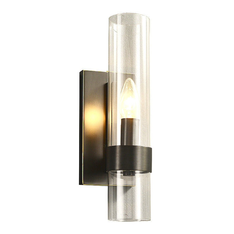 Cylinder Shape Glass Wall Light Industrial Style 1 Light Wall Light Sconce