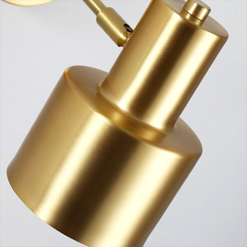 Drum Shape Metal Wall Light Modern Style 1-Light Wall Light Sconce in Gold