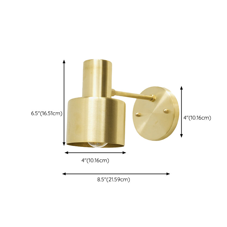 Drum Shape Metal Wall Light Modern Style 1-Light Wall Light Sconce in Gold