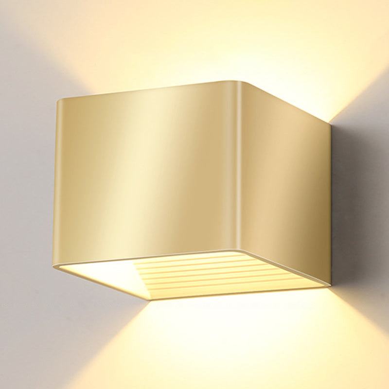 Modern Golden Wall Mounted Sconce Rectangle 2 Lights Shaded Wall Light