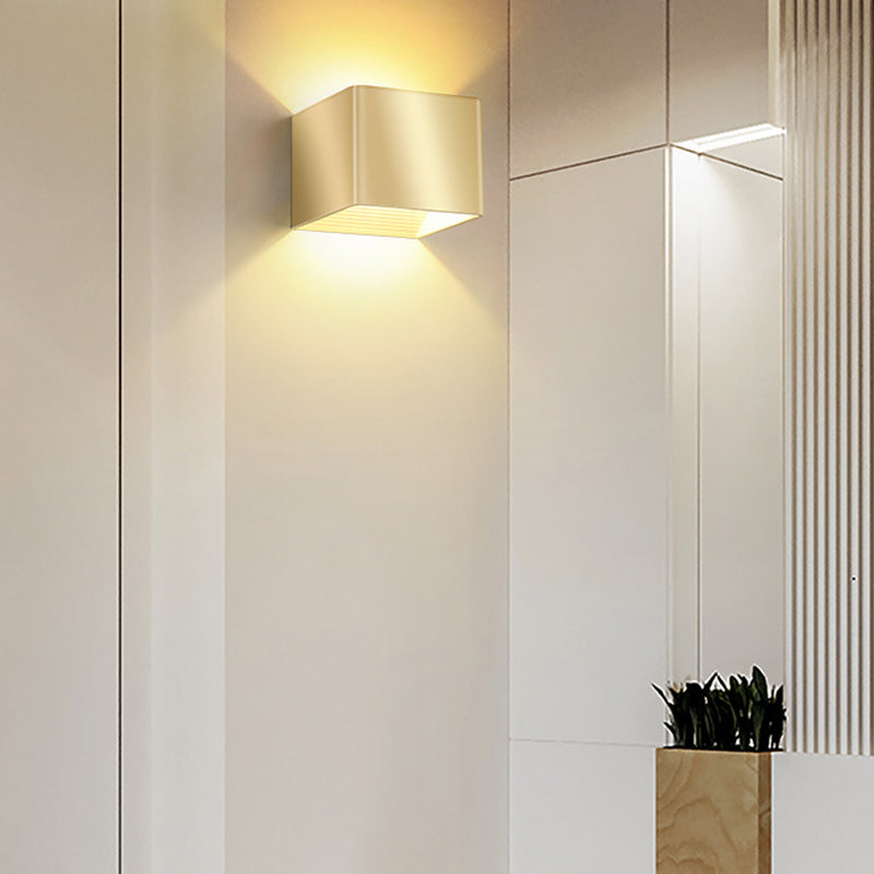 Modern Golden Wall Mounted Sconce Rectangle 2 Lights Shaded Wall Light