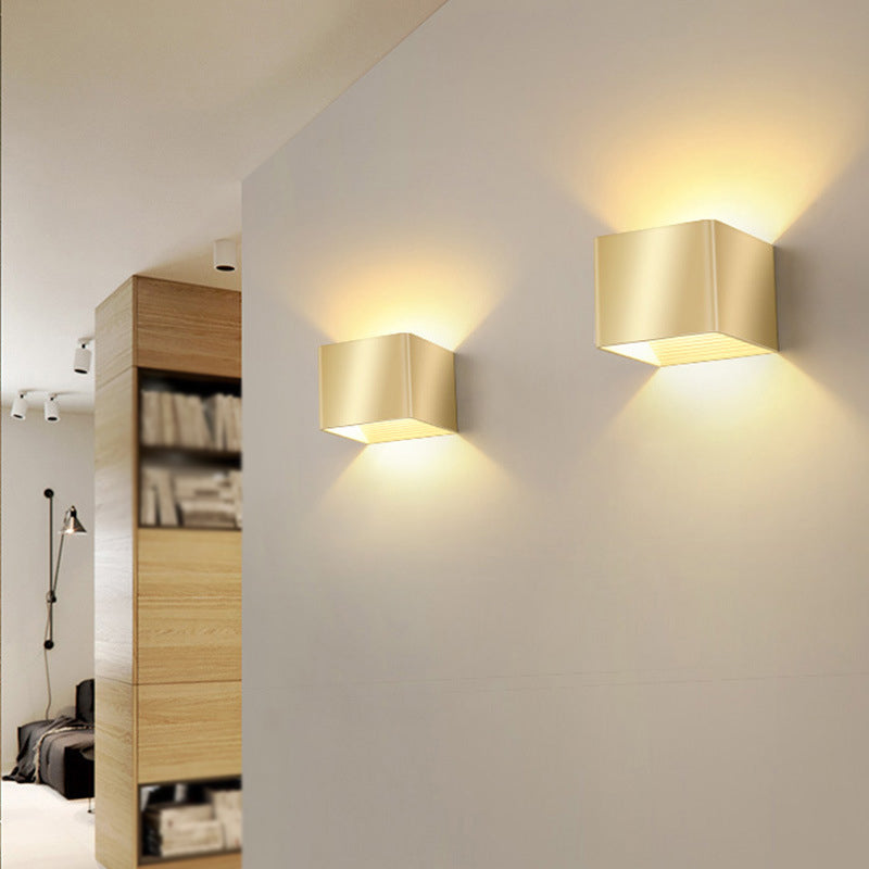 Modern Golden Wall Mounted Sconce Rectangle 2 Lights Shaded Wall Light