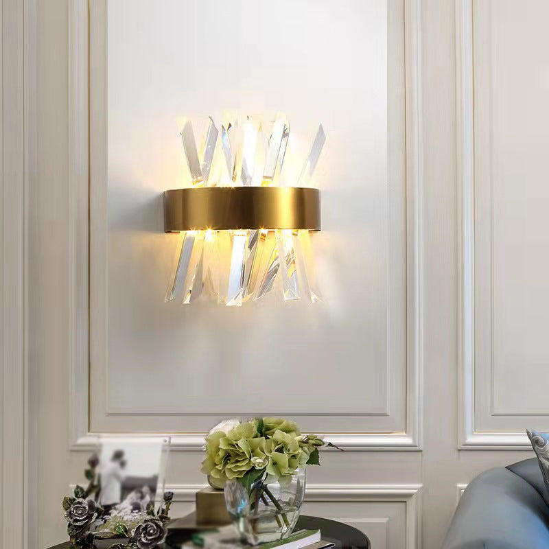 Geometric Shape Crystal Wall Light Modern Style 1 Light Wall Light Sconce in Gold