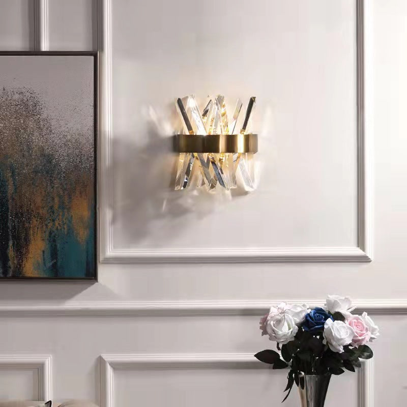 Geometric Shape Crystal Wall Light Modern Style 1 Light Wall Light Sconce in Gold