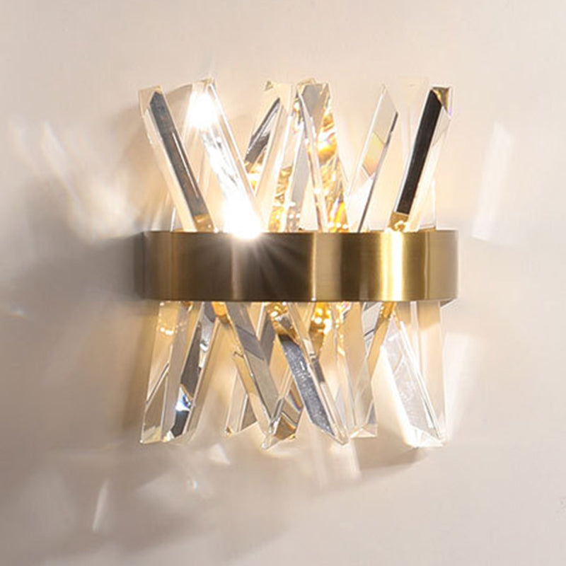Geometric Shape Crystal Wall Light Modern Style 1 Light Wall Light Sconce in Gold