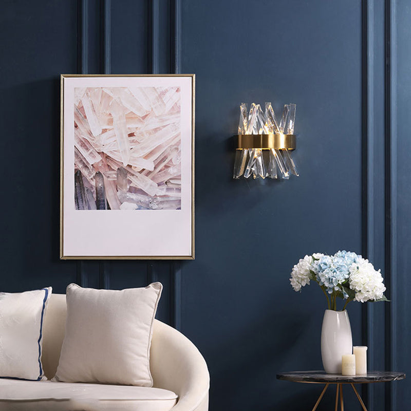 Geometric Shape Crystal Wall Light Modern Style 1 Light Wall Light Sconce in Gold