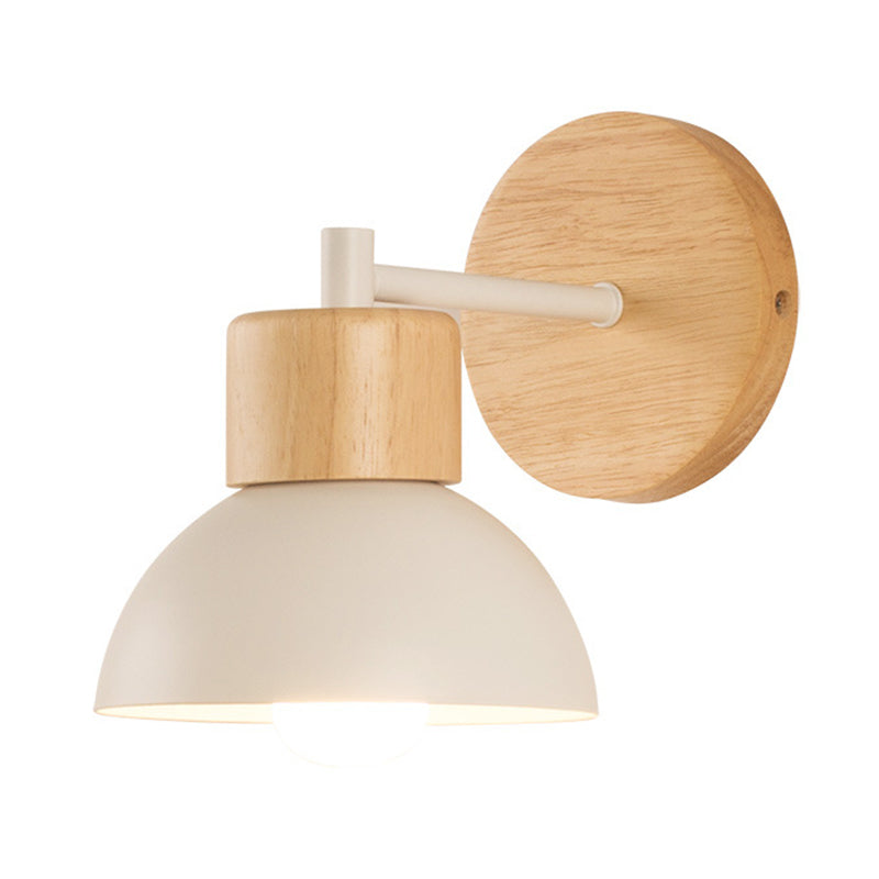 Dome Shape Wood Wall Light Modern Style 1 Light Wall Light Sconce