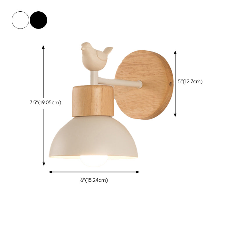 Dome Shape Wood Wall Light Modern Style 1 Light Wall Light Sconce