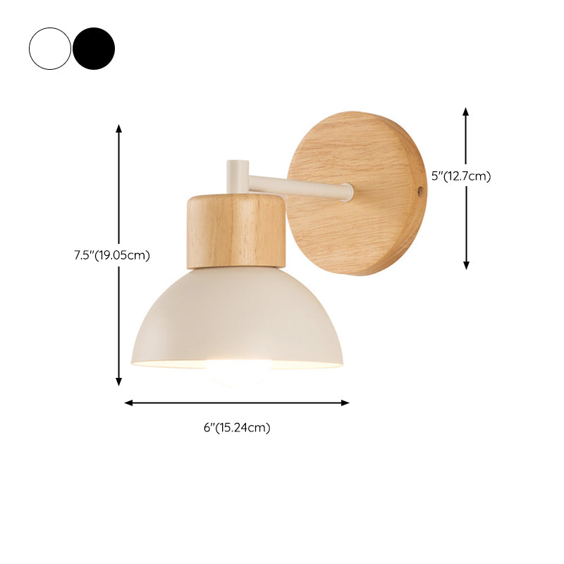 Dome Shape Wood Wall Light Modern Style 1 Light Wall Light Sconce