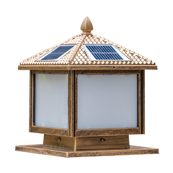 Modern Pillar Lamp Minimalist Solar Lamp with Acrylic Shade for Backyard