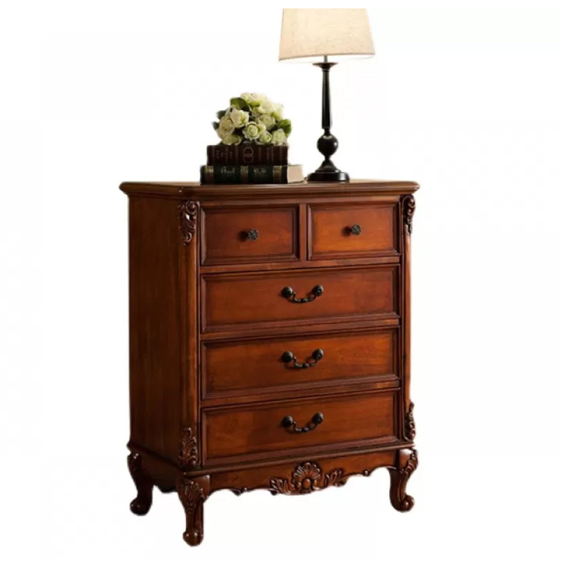Traditional Rubber Wood Storage Chest Bedroom Chest with Drawers